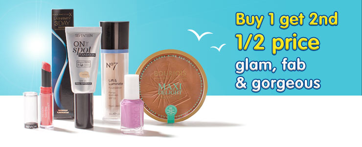 Buy One Get Second Half Price Across Cosmetics